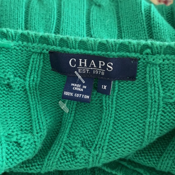 Ralph Lauren green cable logo v neck sweater - Picture 7 of 9